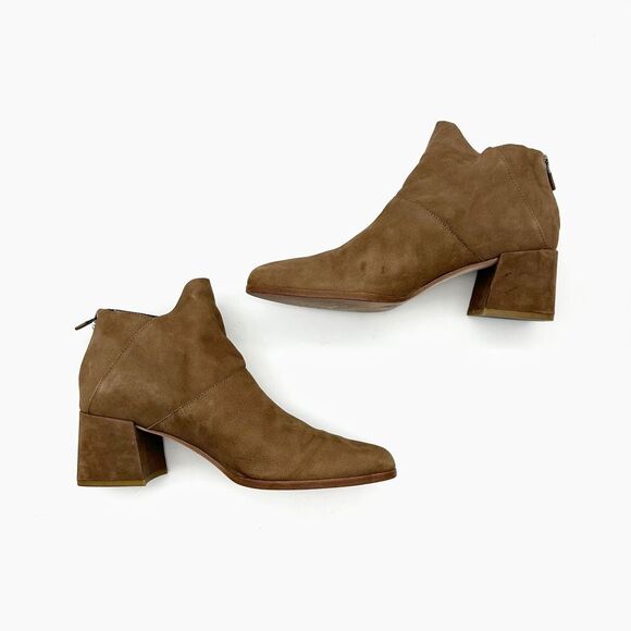 EILEEN FISHER Liesel Brown Ankle Boot Size 9.5 Bootie Leather Block Heel Pointed - Picture 3 of 12